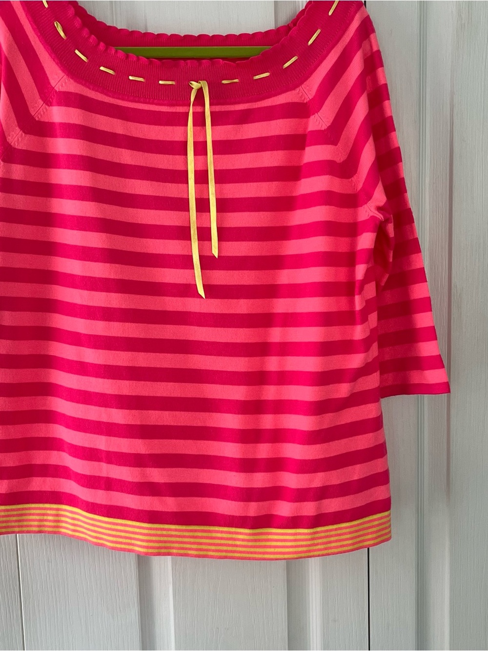 Sydney Easton Woman 1X Pink Striped Sweater Vibrant Colorful